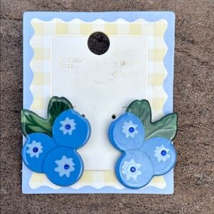 NWT! Blueberry Rhinestone Resin Lightweight Earrings Darling